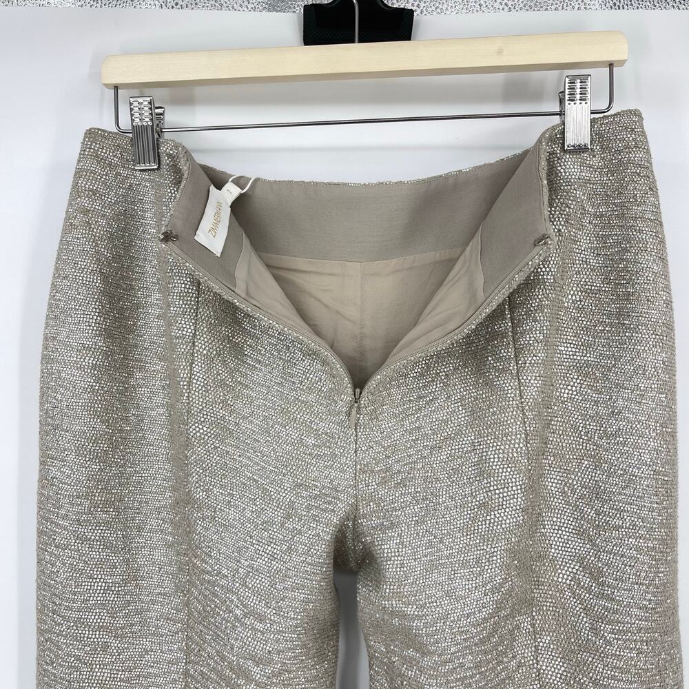Zimmermann | NWT Coaster Metallic Split Pants in Champagne Silver Size 1 / US 6 - Picture 11 of 14